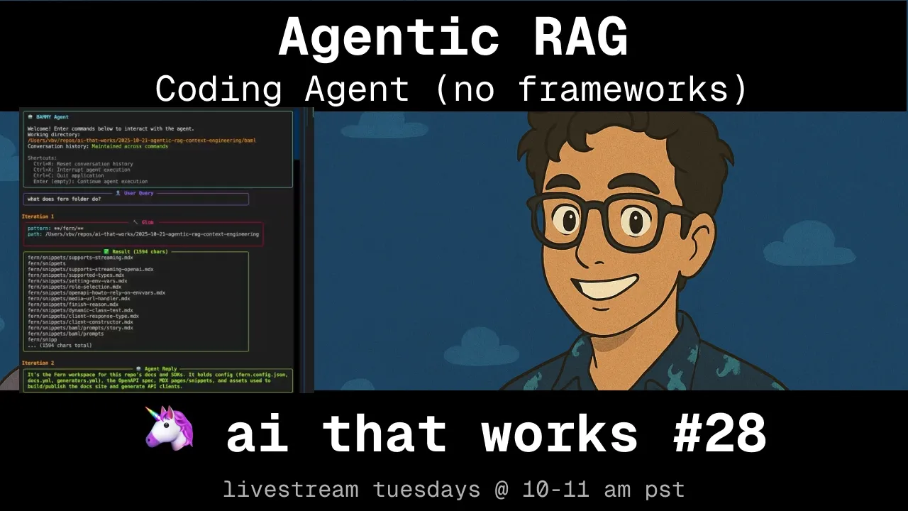 Agentic Rag: Building a coding agent (no frameworks) 🦄 ep #28